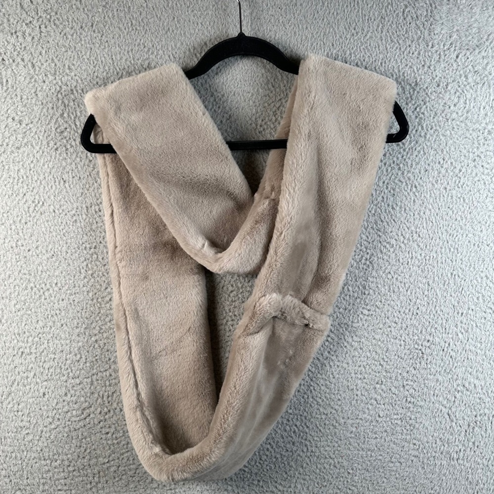 Minky Couture Taupe Faux Fur Infinity Scarf Plush Neck Warmer Neutral Brown